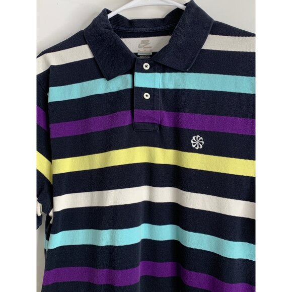 Rare Retro Mens Nike Better World XL Stripe Pinwheel Polo Short Sleeve 7172 EUC - Picture 2 of 9